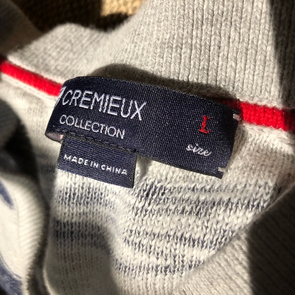 Men’s Cremieux size L sweater V-neck stripe - Picture 4 of 5